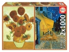 Educa Puzzle 2x1000 piezas. Los girasoles + Terraza de caf por la noche (Vincent Van Gogh)