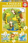 4 Puzzles progresivos Animales Selva