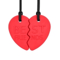 Set colgantes masticables suaves corazn dividido mejores amigos (rojo)